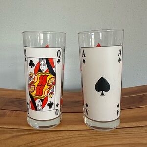 Queen and Ace Playing Card Glasses